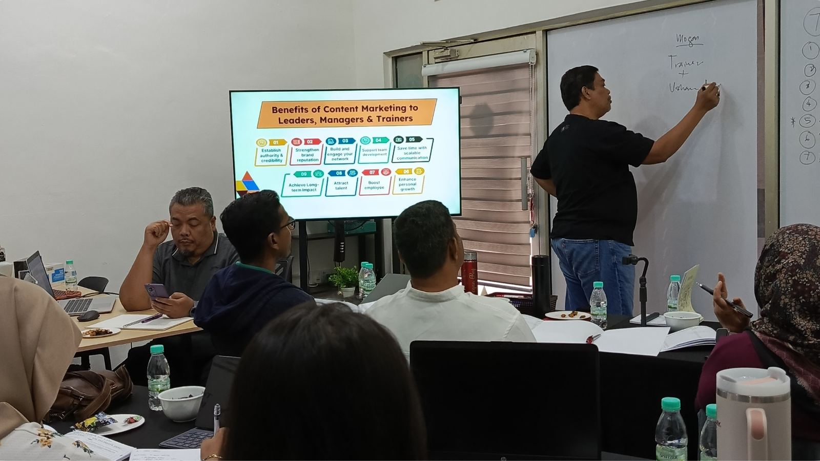 A trainer from The Cave Consult teaching a class on generative AI